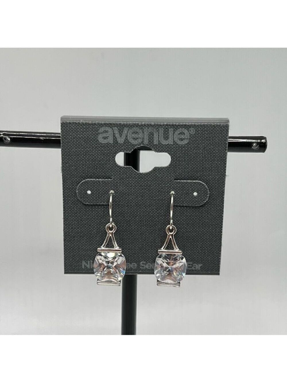 Avenue Silver 10mm Cushion Cut Crystal Solitaire Earrings